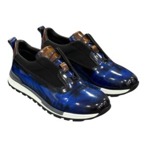Sneaker brillant bleu Royal-Noir