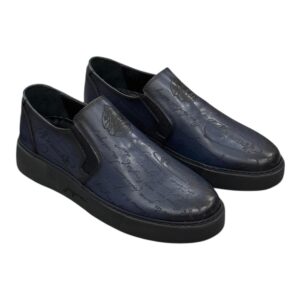 Mocassin bleu avec deco manuscrite