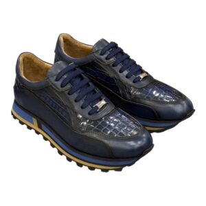 Sneaker bleu nuancée motif croco