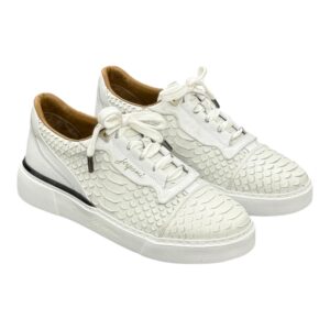 Sneaker blanche en simili peau de serpent