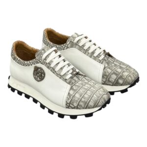 Sneaker blanche motif Croco gris