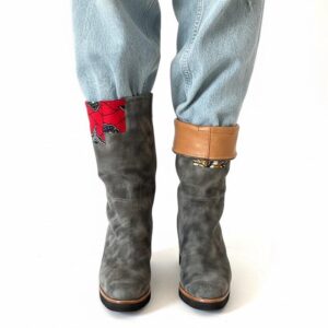 Bottes originales mi-mollets customisées et réversibles Pointure 40