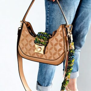 Sac à main double lanière customisée marron