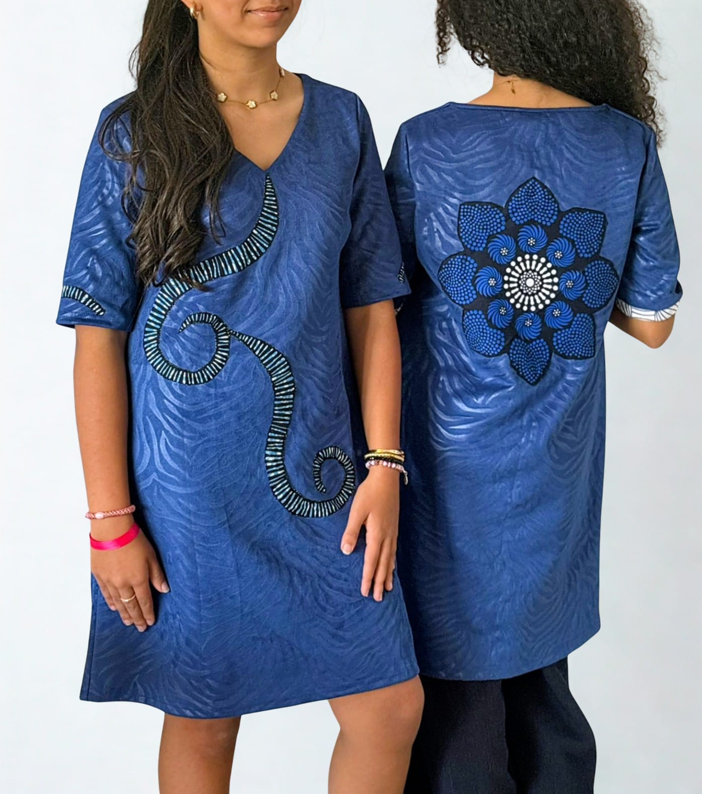 Lot de 2 robes d'hiver bleues customisées chaudes taille L