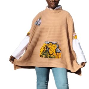 Pull-poncho marron clair TU