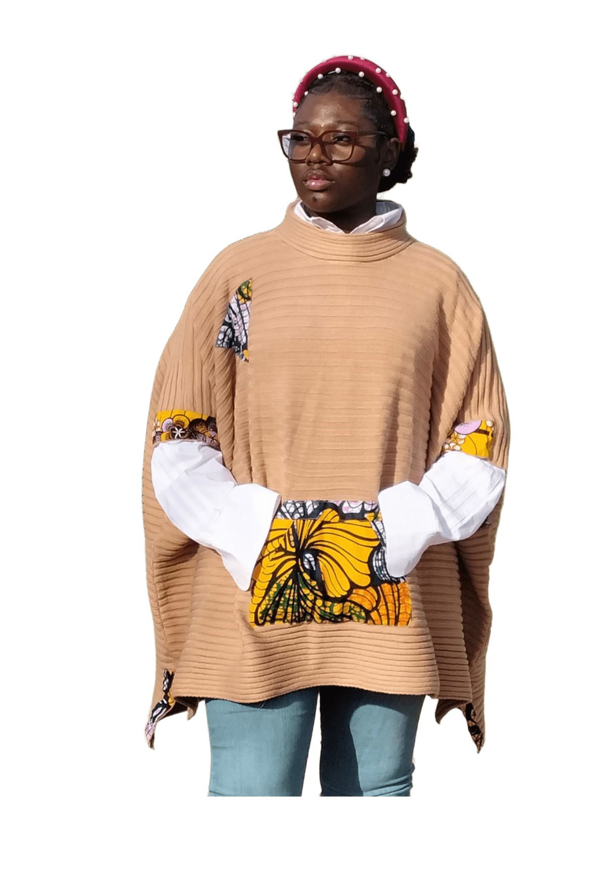 Pull-poncho marron clair TU – Image 2