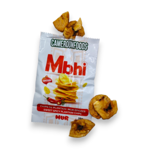 Pack de 10 paquets de Chips de plantain Mbhi 35g sucré légèrement épicé - Mbhi sweet plantain chips lighty salted Made in cameroon